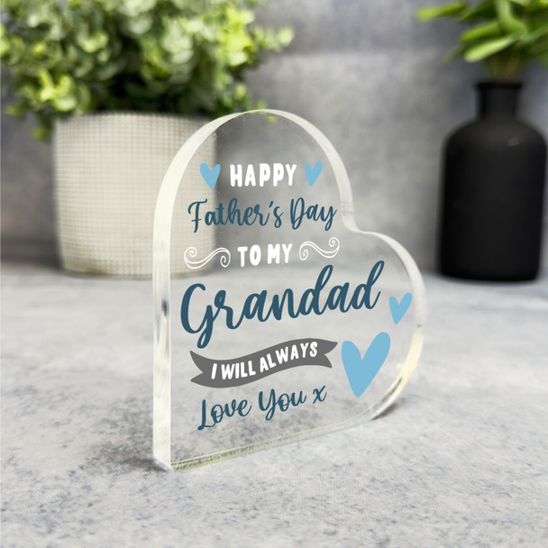 Grandad Father's Day Present Love You Blue Star Heart Plaque Keepsake Gift