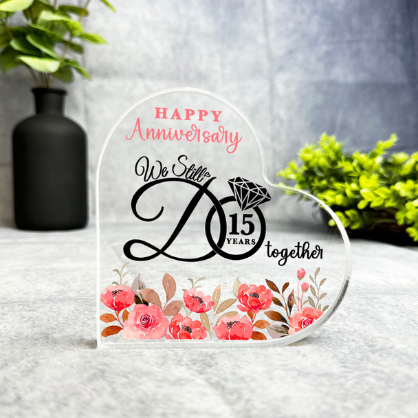 15 Years Together Happy 15th Wedding Anniversary Heart Plaque Keepsake Gift