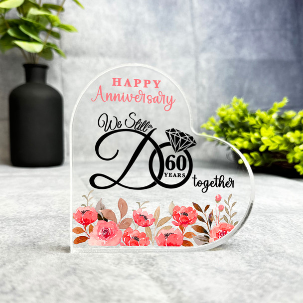 60 Years Together Happy 60th Wedding Anniversary Heart Plaque Keepsake Gift