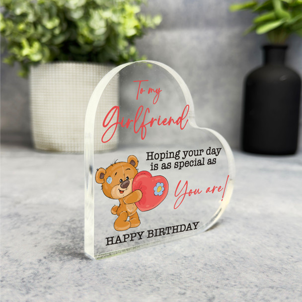 Girlfriend Teddy Bear With Happy Birthday Present Heart Plaque Keepsake Gift