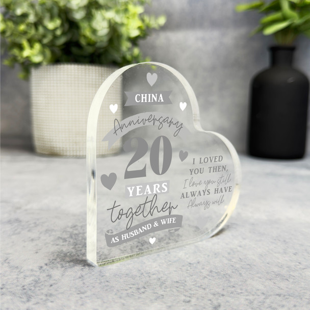 20th Gift For Wedding Anniversary I Love You Still Heart Plaque Keepsake Gift