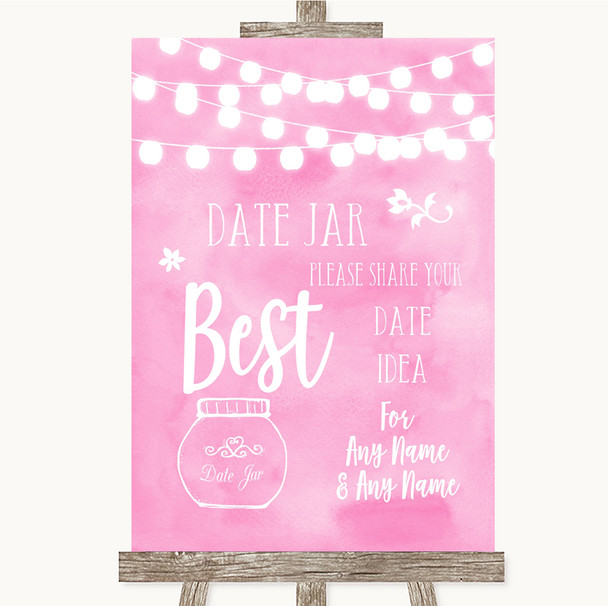 Baby Pink Watercolour Lights Date Jar Guestbook Personalised Wedding Sign