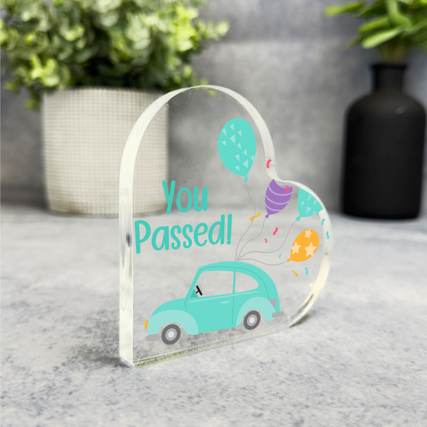 Blue Car Congratulations Passed Driving Test Present Heart Plaque Keepsake Gift