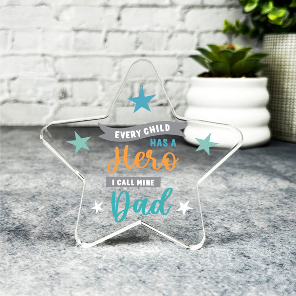 Custom Ornament I Call Dad A Hero Blue Star Plaque Keepsake Gift