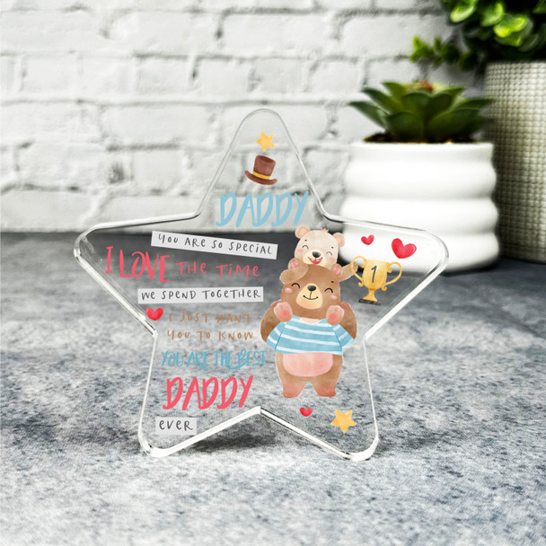 Custom Ornament Gift For Best Daddy Bear Star Plaque Keepsake Gift