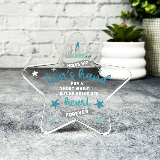 Custom Ornament Gift To Dad From Son Blue Star Plaque Keepsake Gift