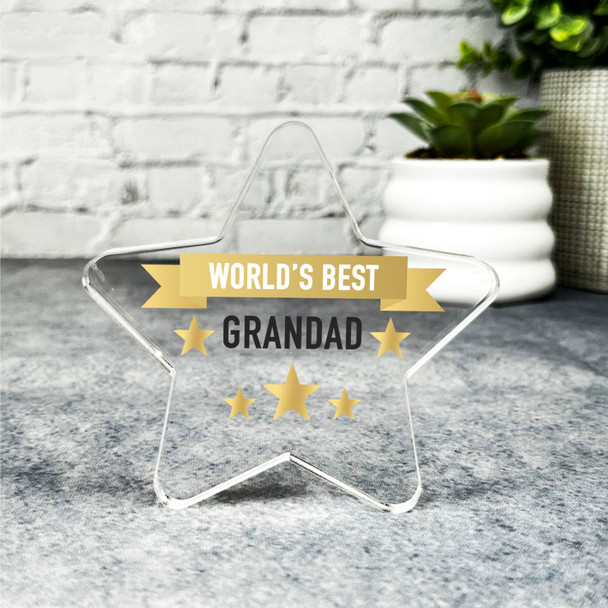 Custom Ornament Gold World's Best Grandad Star Plaque Keepsake Gift