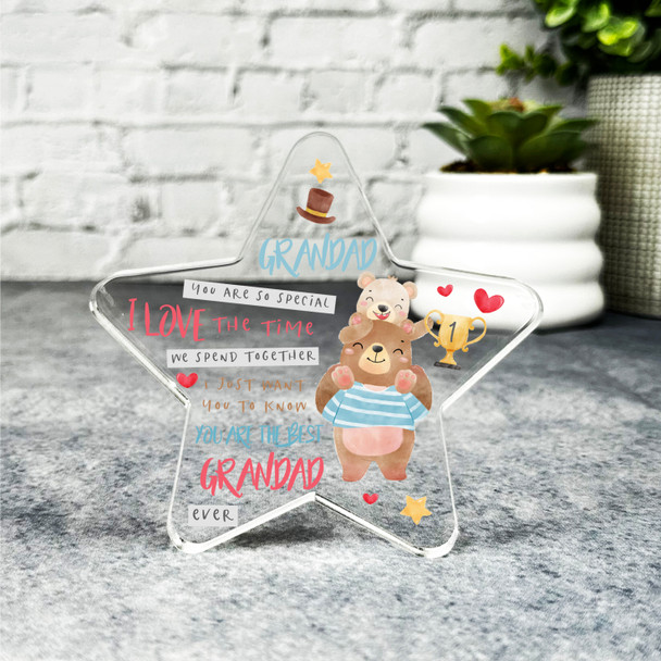 Custom Ornament Gift For Best Grandad Bear Star Plaque Keepsake Gift
