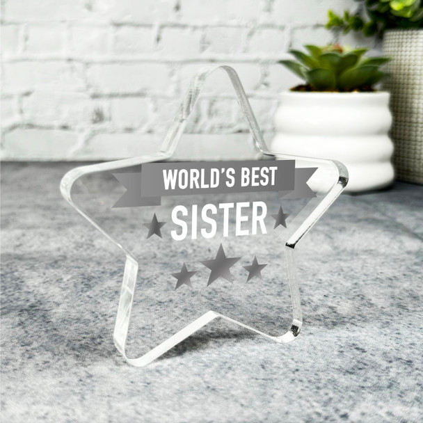 Custom Ornament Monochrome World's Best Sister Star Plaque Keepsake Gift