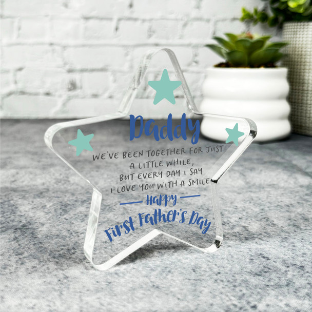 Custom Ornament Daddy Father's Day Present Blue Star Plaque Keepsake Gift