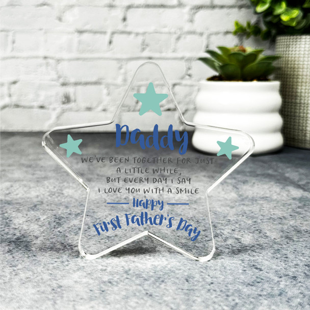 Custom Ornament Daddy Father's Day Present Blue Star Plaque Keepsake Gift