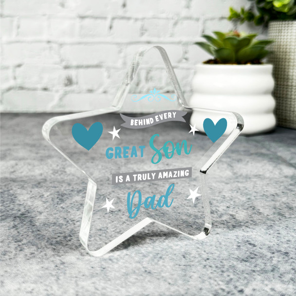 Custom Ornament Gift For Amazing Dad From Son Blue Star Plaque Keepsake Gift