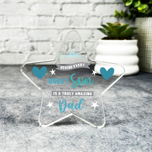 Custom Ornament Gift For Amazing Dad From Son Blue Star Plaque Keepsake Gift