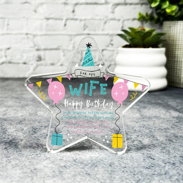 Custom Ornament Wife Happy Birthday Present Balloons Star Plaque Keepsake Gift