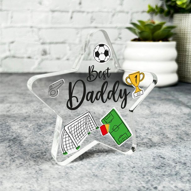 Custom Ornament Gift For Best Daddy Football Elements Star Plaque Keepsake Gift