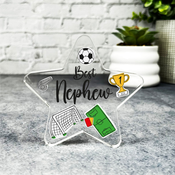 Custom Ornament Gift For Best Nephew Football Elements Star Plaque Keepsake Gift