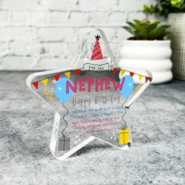 Custom Ornament Nephew Happy Birthday Present Balloons Star Plaque Keepsake Gift