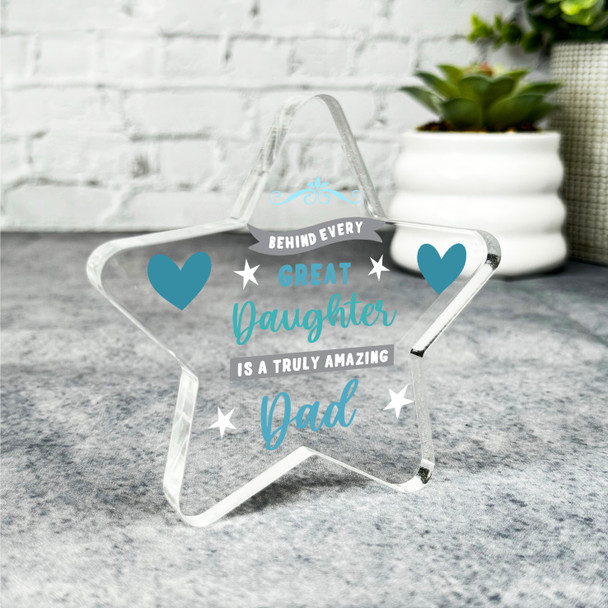 Gift For Amazing Dad From Daughter Blue Star Plaque Keepsake Gift