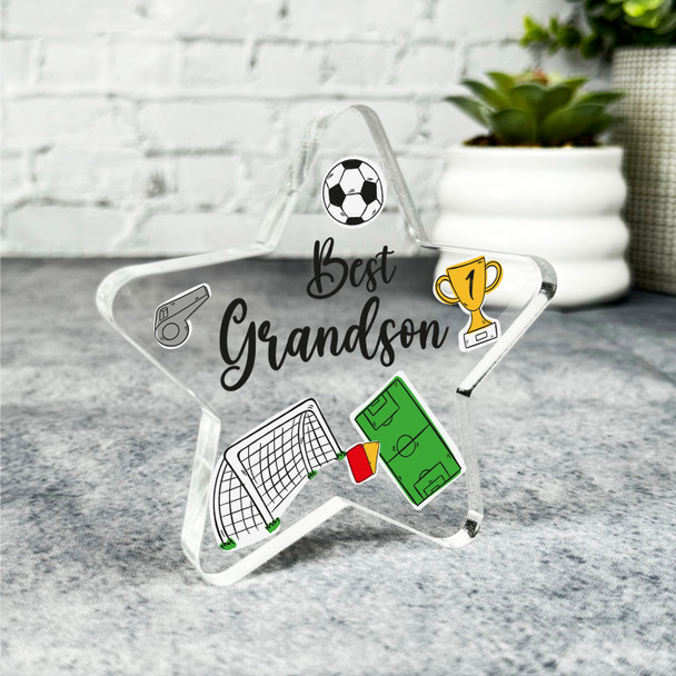 Gift For Best Grandson Football Elements Star Plaque Keepsake Gift