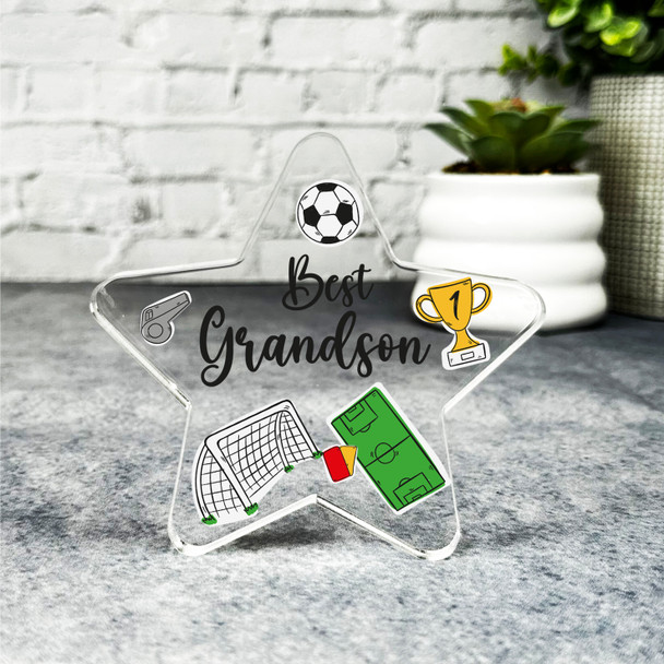 Gift For Best Grandson Football Elements Star Plaque Keepsake Gift