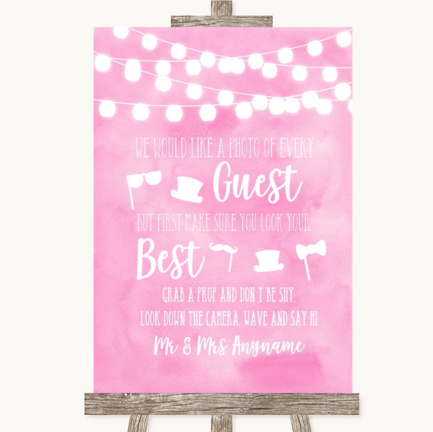 Baby Pink Watercolour Lights Photo Prop Guestbook Personalised Wedding Sign