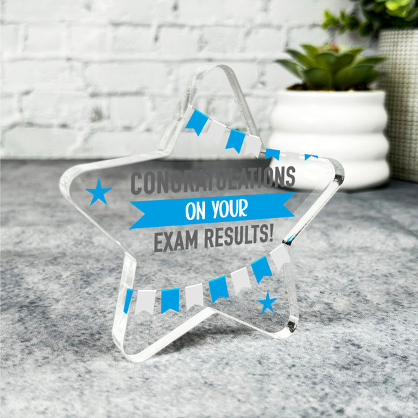 Blue Bunting Congratulations On Your Exam Results Star Plaque Keepsake Gift