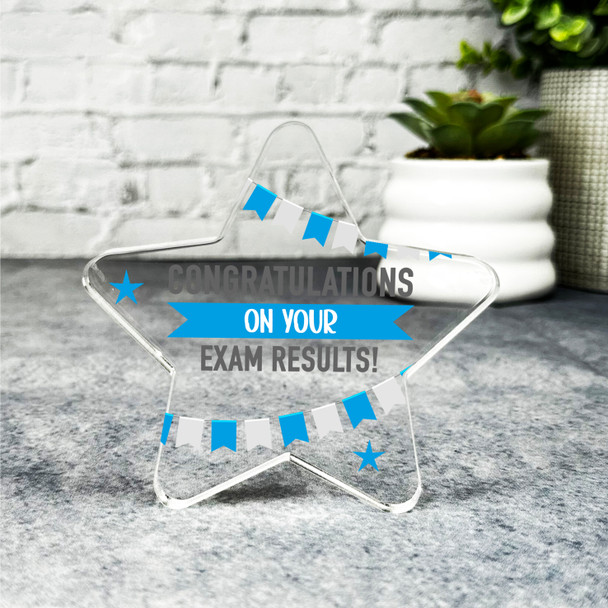 Blue Bunting Congratulations On Your Exam Results Star Plaque Keepsake Gift