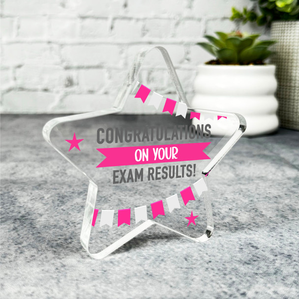 Pink Bunting Congratulations On Your Exam Results Star Plaque Keepsake Gift