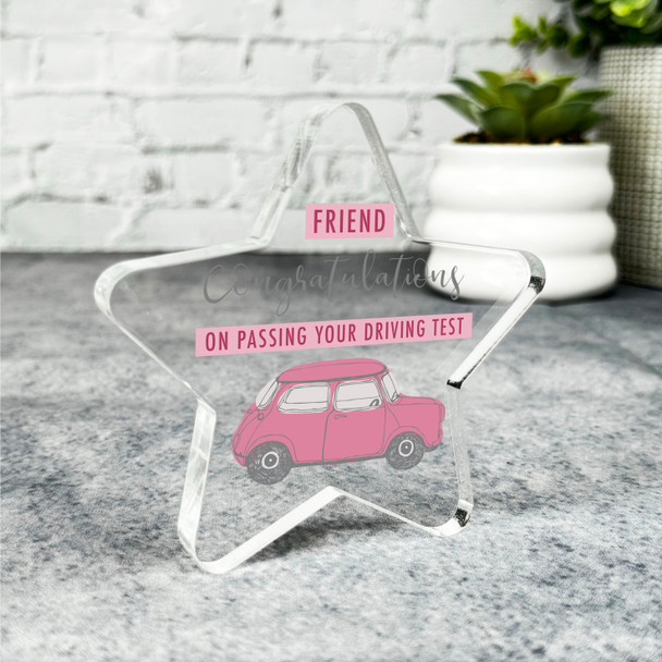 Congratulations Passed Driving Test Friend Pink Car Star Plaque Keepsake Gift