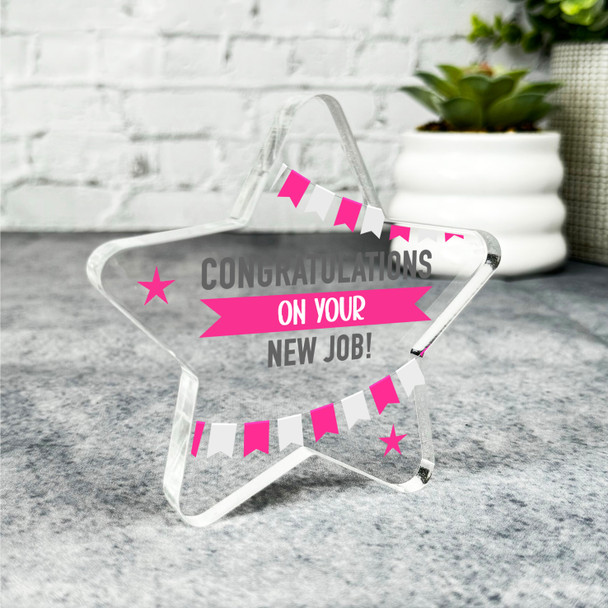 Pink Bunting Congratulations On Your New Job Present Star Plaque Keepsake Gift
