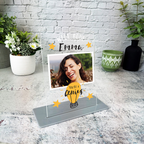 Well Done You're A Genius Lightbulb Congratulations Gift Photo Custom Plaque