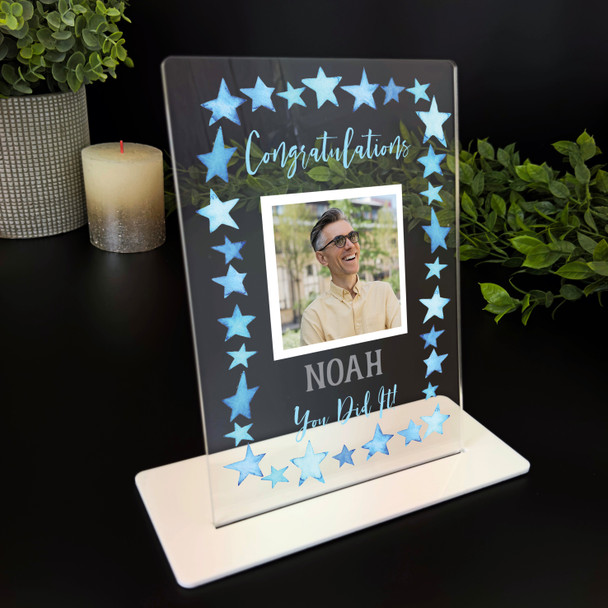 Congratulations Gift Blue Star Photo Custom Personalised Gift Acrylic Plaque