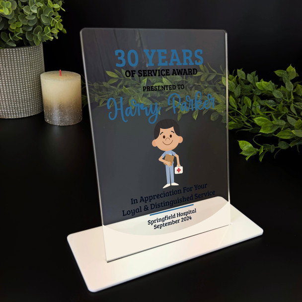 30 Yrs Service 30th Anniversary Brunette Hair Him Nurse Gift For Employee Plaque