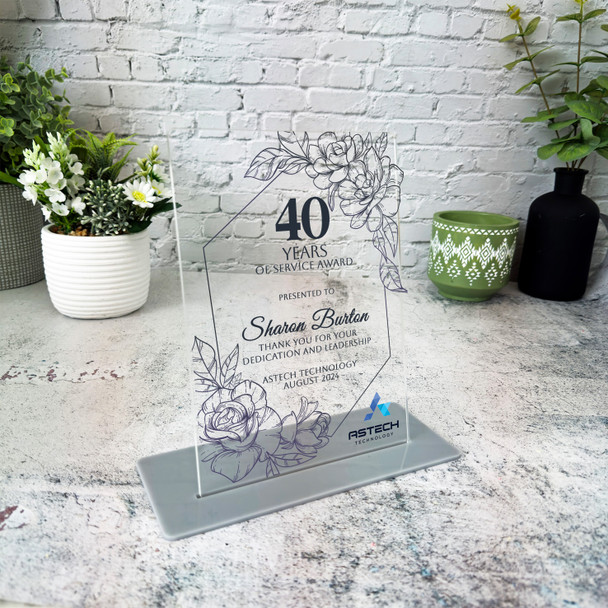 40 Years Service 40th Anniversary Art Line With Logo Gift Employee Custom Plaque