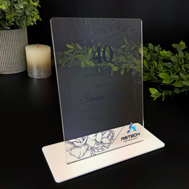 40 Years Service 40th Anniversary Art Line With Logo Gift Employee Custom Plaque