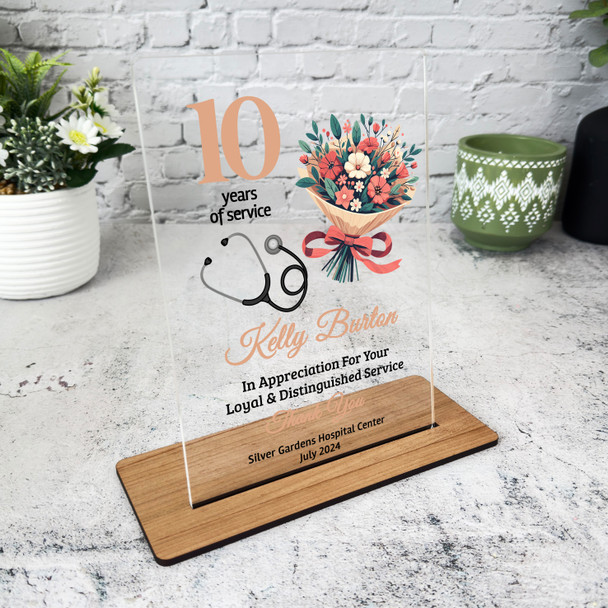 Doctor Nurse 10 Years Service 10th Anniversary Medical Gift For Employee Plaque