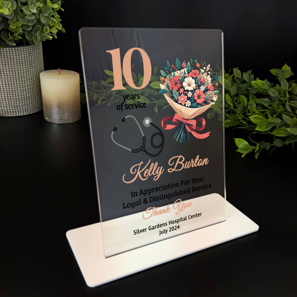 Doctor Nurse 10 Years Service 10th Anniversary Medical Gift For Employee Plaque