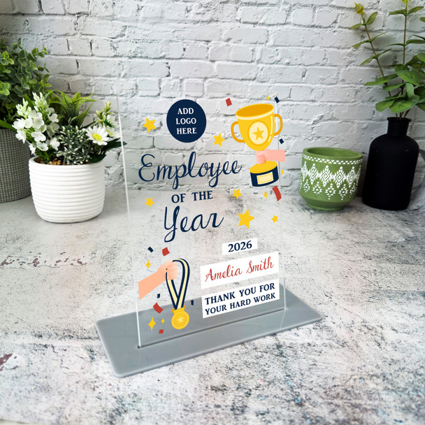 Employee Of The Year Award Trophy Gift Employee Custom Personalised Gift Plaque