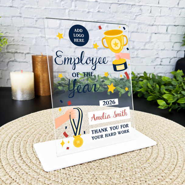 Employee Of The Year Award Trophy Gift Employee Custom Personalised Gift Plaque