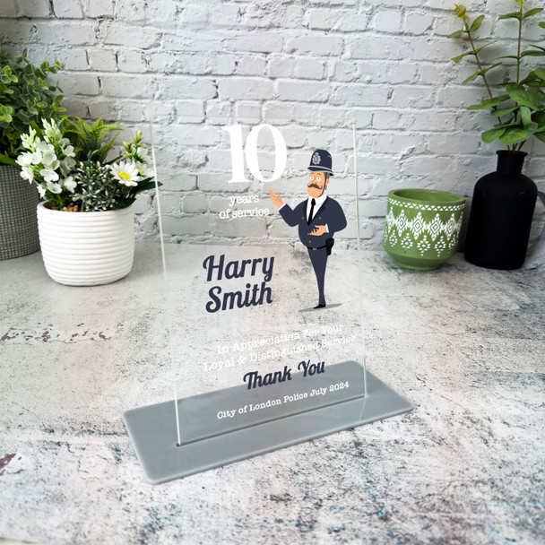 10 Years Service 10th Anniversary Funny Police Gift For Employee Custom Plaque