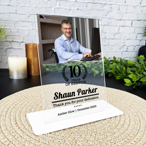10 Years Service 10th Anniversary Photo Gift Employee Personalised Gift Plaque