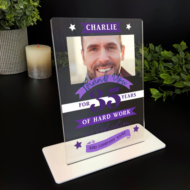35 Yrs Service 35th Anniversary Hard Purple Photo Banner Gift Employee Plaque