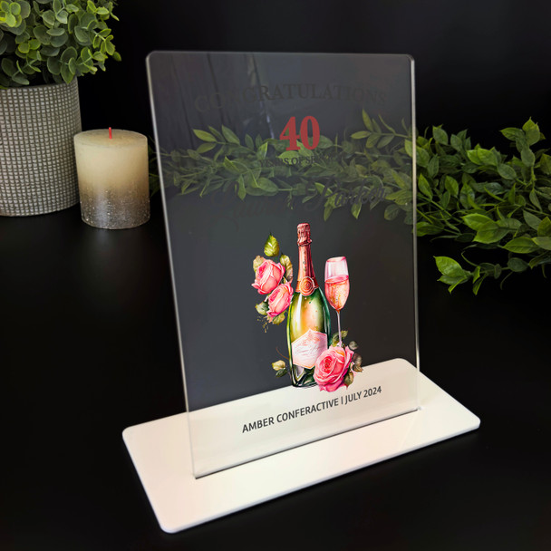 40 Years Service 40th Anniversary Champagne Gift Employee Personalised Plaque