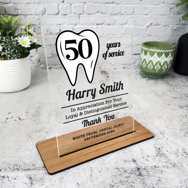Dentistry 50 Years Service 50th Anniversary Tooth Gift Employee Custom Plaque