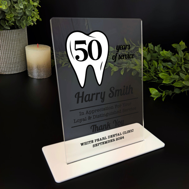 Dentistry 50 Years Service 50th Anniversary Tooth Gift Employee Custom Plaque