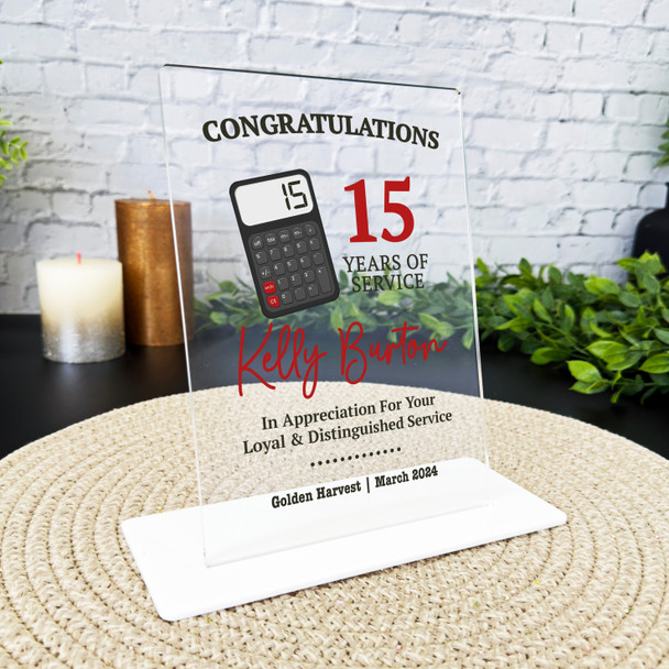 Accountant 15 Years Service 15th Anniversary Calculator Gift Employee Plaque