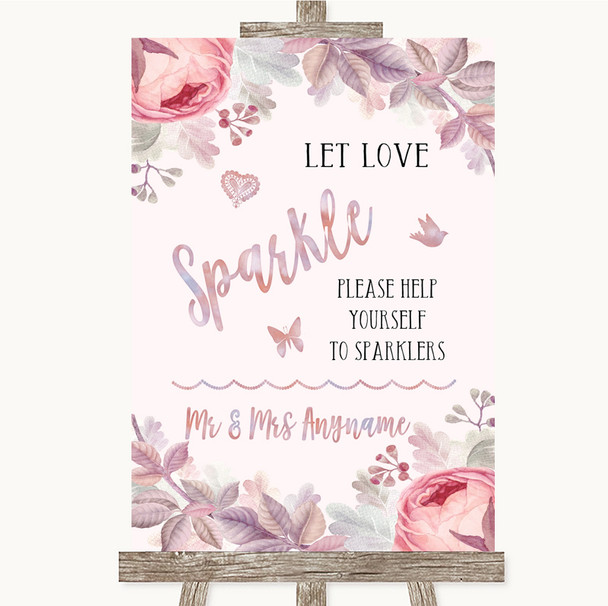 Blush Rose Gold & Lilac Let Love Sparkle Sparkler Send Off Wedding Sign