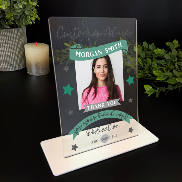 Customer Adviser Thank You Job Blue Photo Gift Employee Personalised Gift Plaque