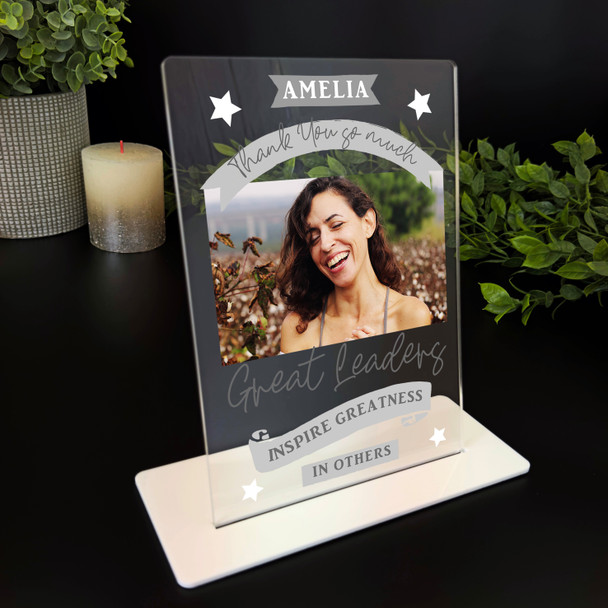 Great Leaders Work Grey Photo Gift Team Leader Manager Employee Colleague Plaque