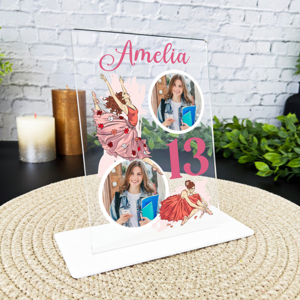 13th Birthday Gift For Girl Ballerina Pink Photo Custom Personalised Gift Plaque